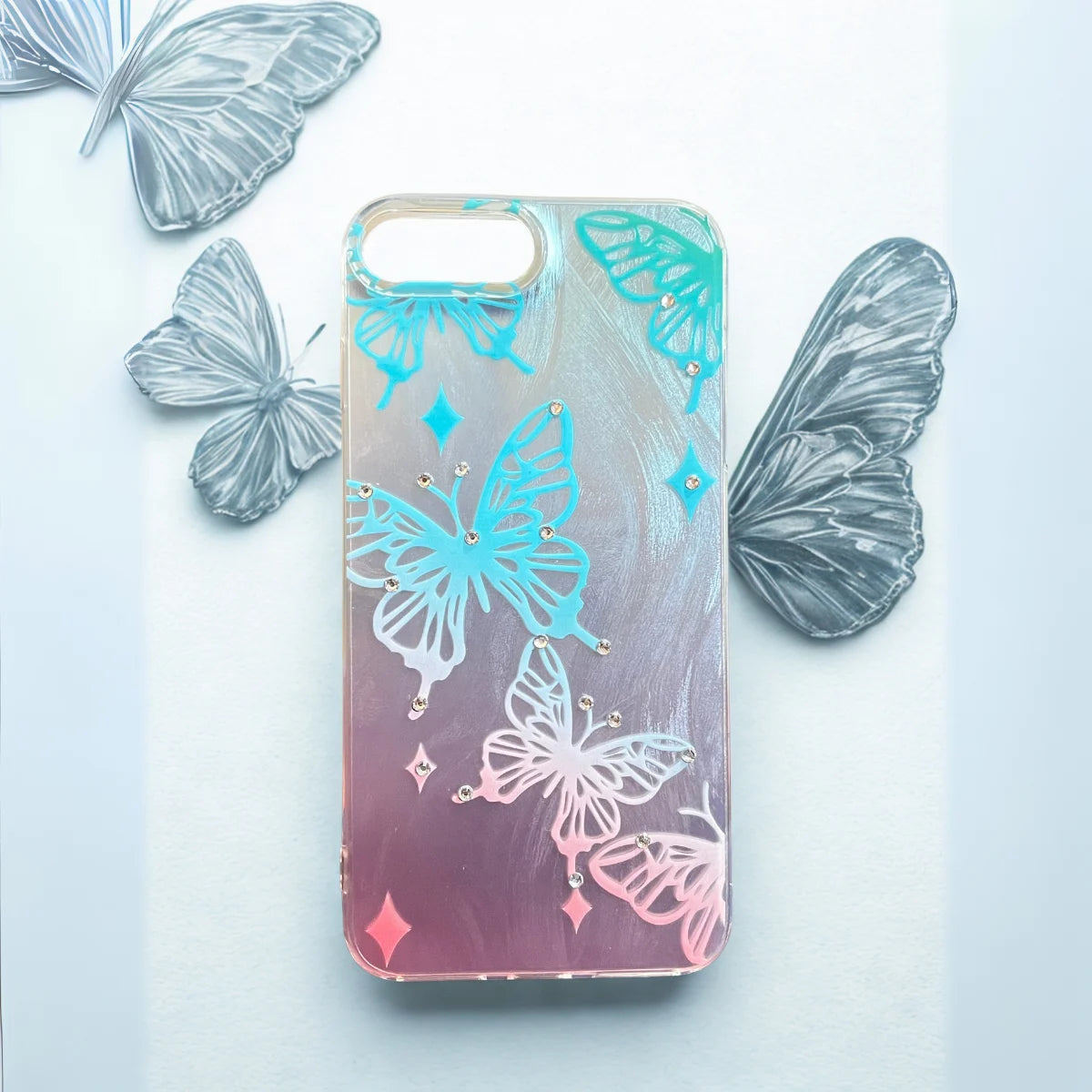 Pink Butterflies with Gems Case